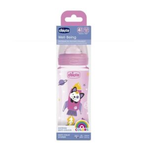 Chicco Biberon Well-Being 330ml , Tétine silicone 4M+