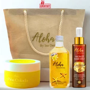 INODERMA MONOI HAIR MIST SPF15 150 ML+SCRUB PINA COLADA 300GR+HUILE AU MONOÏ DE TAHITI 100ML+SAC BEIGE (OFFERT)
