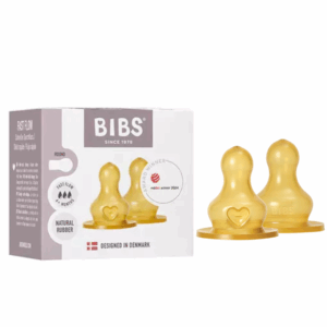 BIBS 2 TETINES RONDES LATEX BIBERON A DEBIT LENT 0M+