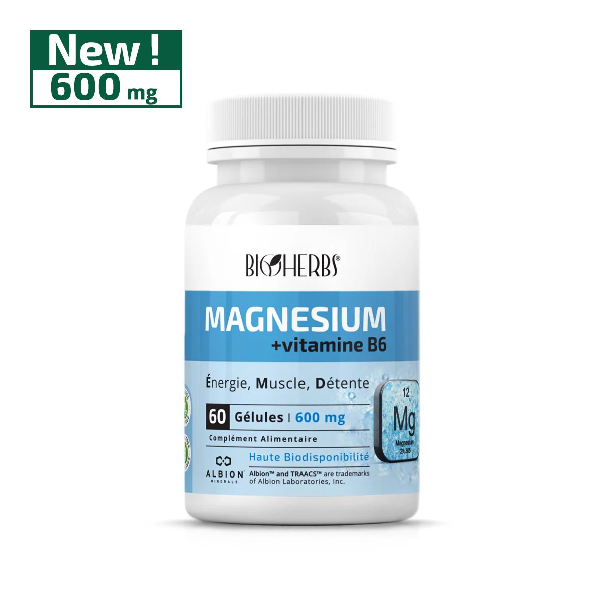 BIOHERBS MAGNÉSIUM BISGLYCINATE 60 GÉLULES